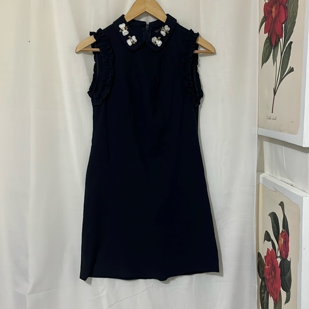 Zara Trafaluc Sleeveless Blue Midi Dress with Flower Butteryfly Detail a144